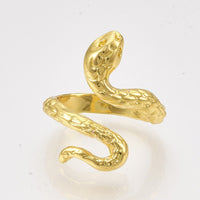 Alloy Cuff Finger Ring Snake Antique Silver Size 5 Adjustable 15.5mm P440