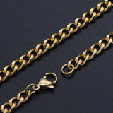 304 Stainless Steel Curb Twisted Chain Necklace Lobster Gold 18-26" 3.5mm  A420