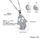 White Gold Plated Necklace Pendant Hamsa Hand Evil Eye Good Luck  Zirconia G167