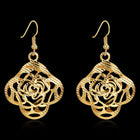 Yellow Rose Gold Plated Earrings Flower Chadelier Fish Hook Clasp L652
