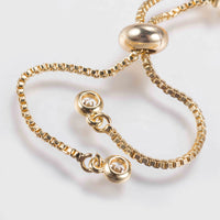Adjustable Pave Cubic Zirconia Bracelets Bolo Bracelet Slider Gold 8.4"  P502