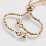 Adjustable Pave Cubic Zirconia Bracelets Bolo Bracelet Slider Gold 8.4"  P502