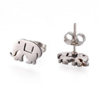 Stainless Steel Stud Earrings Earring Backs Elephant 6.5x10mm Pin: 0.7mm A175