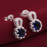Sterling Silver Plated Earrings Butterfly Stud Zirconia  Push Back Clasp L691
