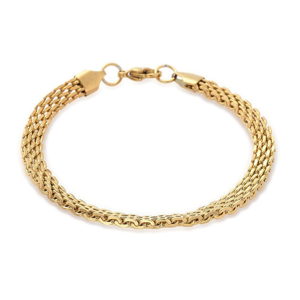 304 Stainless Steel Mesh Chain Bracelets Lobster Clasp Gold 8-1/4"(21cm)  P504