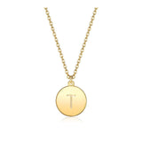 Pendant Necklace Chains Flat Round Initial Alphabet Letter Gold 16.15" P652