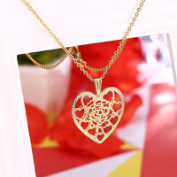 Yellow Gold Platinum Plated Necklace Women's Pendant Heart Lobster Clasp B281