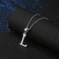 Sterling Silver Plated Necklace Women Pendant Initial Letter Alphabet B375