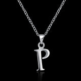 Sterling Silver Plated Necklace Women Pendant Initial Letter Alphabet B375