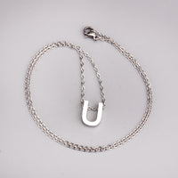 Stainless Steel Women's Unisex 18 Inch Necklace Pendant Letter Lobster Clasp S3