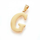 Stainless Steel Pendant 1.2" Earrings Necklace 17.7" Alphabet Letter Gold P813