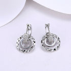 Yellow Gold Platinum Plated Earrings Drop Dangle Zirconia  Latch Back Clasp L578