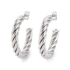 Stainless Steel Half Hoop Earrings Stud  Hypoallergenic Twisted Ring Gold  Z280
