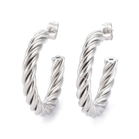 Stainless Steel Half Hoop Earrings Stud  Hypoallergenic Twisted Ring Gold  Z280