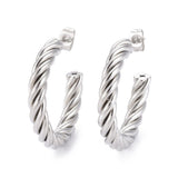Stainless Steel Half Hoop Earrings Stud  Hypoallergenic Twisted Ring Gold  Z280