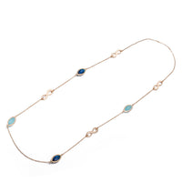 Yellow Gold Plated Necklace Chain  AAA Zirconia Blue Lobster Clasp B390