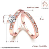 Rose Gold Platinum Plated Bridal Engagement Wedding Set Ring AAA Zirconia B153