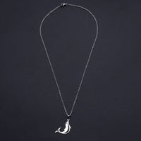 Stainless Steel Pendant Necklace Lobster Clasp Dolphin Silver 17.71" 1.5mm P94