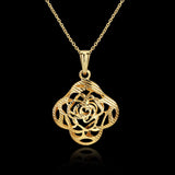 Yellow Gold Plated Necklace Pendant Flower Drop 19 Inches 1MM Lobster Clasp B301