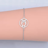 Stainless Steel Bracelet Lobster Owl Silver Ajustable Z210