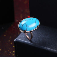 Rse Gold Platinum Plated Halo Ring Womens Kallaite Stone Blue B507