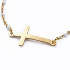 Cross 201 Stainless Steel Braceletes Enamel Lobster White 7.2" Z134