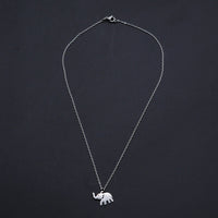 Stainless Steel Pendant Necklace Lobster Clasp Elephant Silver 15.7" 1.5mm P47