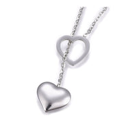 304 Stainless Steel Lariat Necklaces Lobster Clasp Heart Silver 17.3" P659