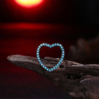 Yellow Gold Black Gunmetal Plated Kallaite Ring Heart Blue B492