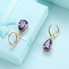 Yellow Gold Platinum Plated Earrings Drop Dangle Zirconia L585