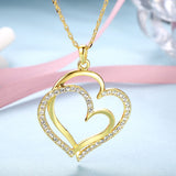 Rose Yellow Gold Silver Necklace Pendant Heart Zirconia 20" 2MM Lobster B332