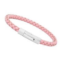 Unisex Men's Genuine Leather Stainless Steel Magnetic Clasp Bracelet Pink