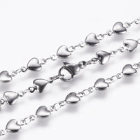 304 Stainless Steel Chain Necklace Lobster Ion Plating (IP) Heart Gold 18"  A424