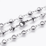 304 Stainless Steel Chain Necklace Lobster Ion Plating (IP) Heart Gold 18"  A424