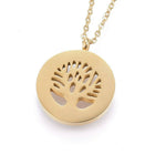 Stainless Steel Set Pendant Necklace Earrings Clay Tree of Life Gold 17" Z755