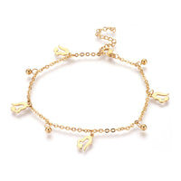 304 Stainless Steel Charm Anklet Bracelet Heart Round Silver Gold 9" 2mm A52