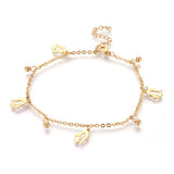 304 Stainless Steel Charm Anklet Bracelet Heart Round Silver Gold 9" 2mm A52