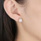 Yellow Gold Plated Earrings  Stud AAA Zirconia Opal Push Back Clasp L478