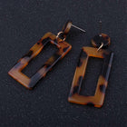 Ear Studs Alloy Cellulose Acetate(Resin) Rectangle Blue 50x20mm Pin 0.7mm  P573