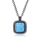 Platinum Plated Necklace Pendant Drop Kallaite Blue 19 Inch 1MM Lobster  B193