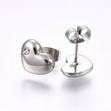 Stainless Steel Set Stud Earrings Pendant Necklaces Heart Gold Silver 17.7" P681