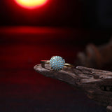 Yellow Gold Black Gunmetal Plated Halo Fashion Ring Kallaite Blue B494