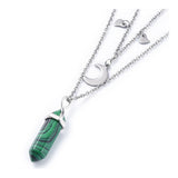 Malachite Bullet Pendant Necklace 316 Stainless Steel Lobster Clasp 16" Z509
