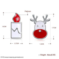 Rose Gold Silver Enamel Stud Earrings Christmas Reindeer Rudolph 16x7mm P132