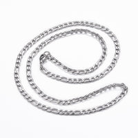 Stainless Steel Figaro Necklaces Lobster Silver 23.23inches 59cm 4x1mm Z484