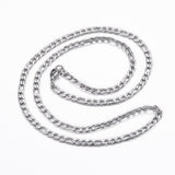 Stainless Steel Figaro Necklaces Lobster Silver 23.23inches 59cm 4x1mm Z484