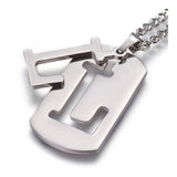Stainless Steel Initial Pendant Necklace Lobster Chain Alphabet Letter 27" A385