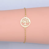 Stainless Steel Bracelet Lobster Clasp Tree of Life Silver Gold Adjustable P259