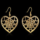 Yellow Gold Platium Plated Earrings Heart Chadelier Fish Hook Clasp L631