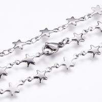 Stainless Steel Chain Necklaces Lobster Star Silver 17.7 inches 45cm Z646